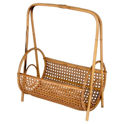 Mid-Century Italian French Riviera Style Bamboo and Rattan Magazine Rack, 1960s-JDR-1188644