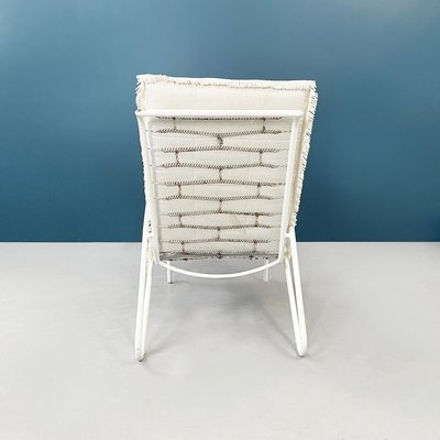 Mid-Century Italian Garden Armchairs in White Iron with Fabric Cushions, 1960s, Set of 2-GDD-1281059