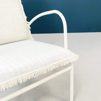 Mid-Century Italian Garden Armchairs in White Iron with Fabric Cushions, 1960s, Set of 2-GDD-1281059