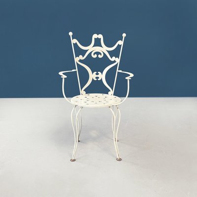 Mid-Century Italian Garden Chairs in White Wrought Iron, 1960s, Set of 4-GDD-1281052