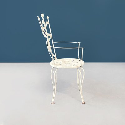 Mid-Century Italian Garden Chairs in White Wrought Iron, 1960s, Set of 4-GDD-1281052