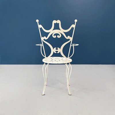 Mid-Century Italian Garden Chairs in White Wrought Iron, 1960s, Set of 4-GDD-1281052