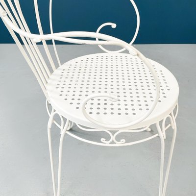 Mid-Century Italian Garden Chairs in White Wrought Iron with Curls, 1960s, Set of 4-GDD-1281060