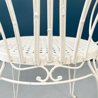 Mid-Century Italian Garden Chairs in White Wrought Iron with Curls, 1960s, Set of 4-GDD-1281060