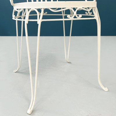 Mid-Century Italian Garden Chairs in White Wrought Iron with Curls, 1960s, Set of 4-GDD-1281060