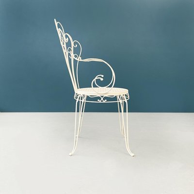 Mid-Century Italian Garden Chairs in White Wrought Iron with Curls, 1960s, Set of 4-GDD-1281060