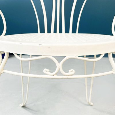 Mid-Century Italian Garden Chairs in White Wrought Iron with Curls, 1960s, Set of 4-GDD-1281060