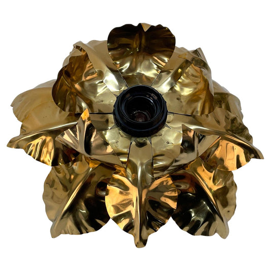 Mid-Century Italian Gilded Iron Flower Sconce from Banci Firenze, 1970s