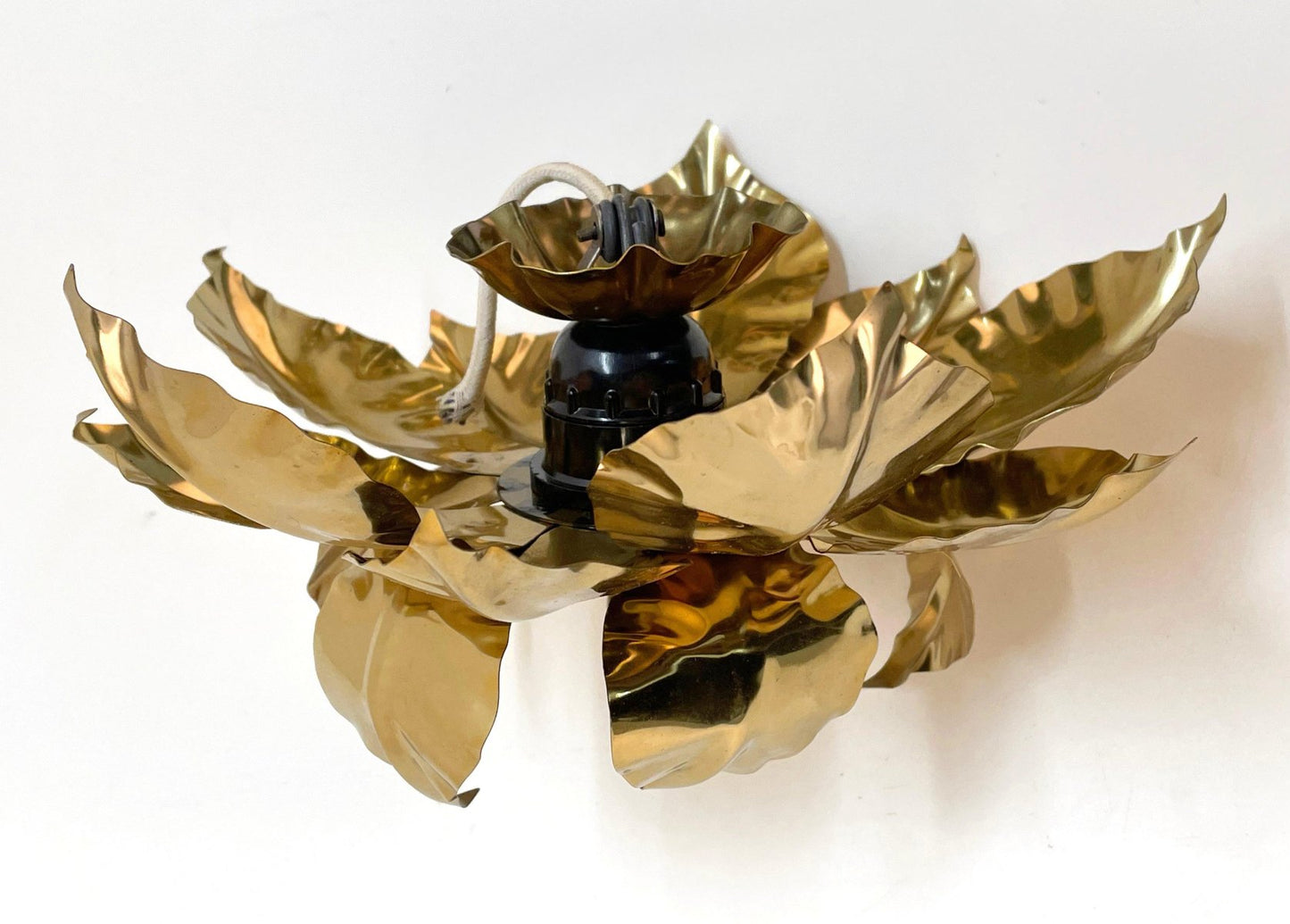 Mid-Century Italian Gilded Iron Flower Sconce from Banci Firenze, 1970s