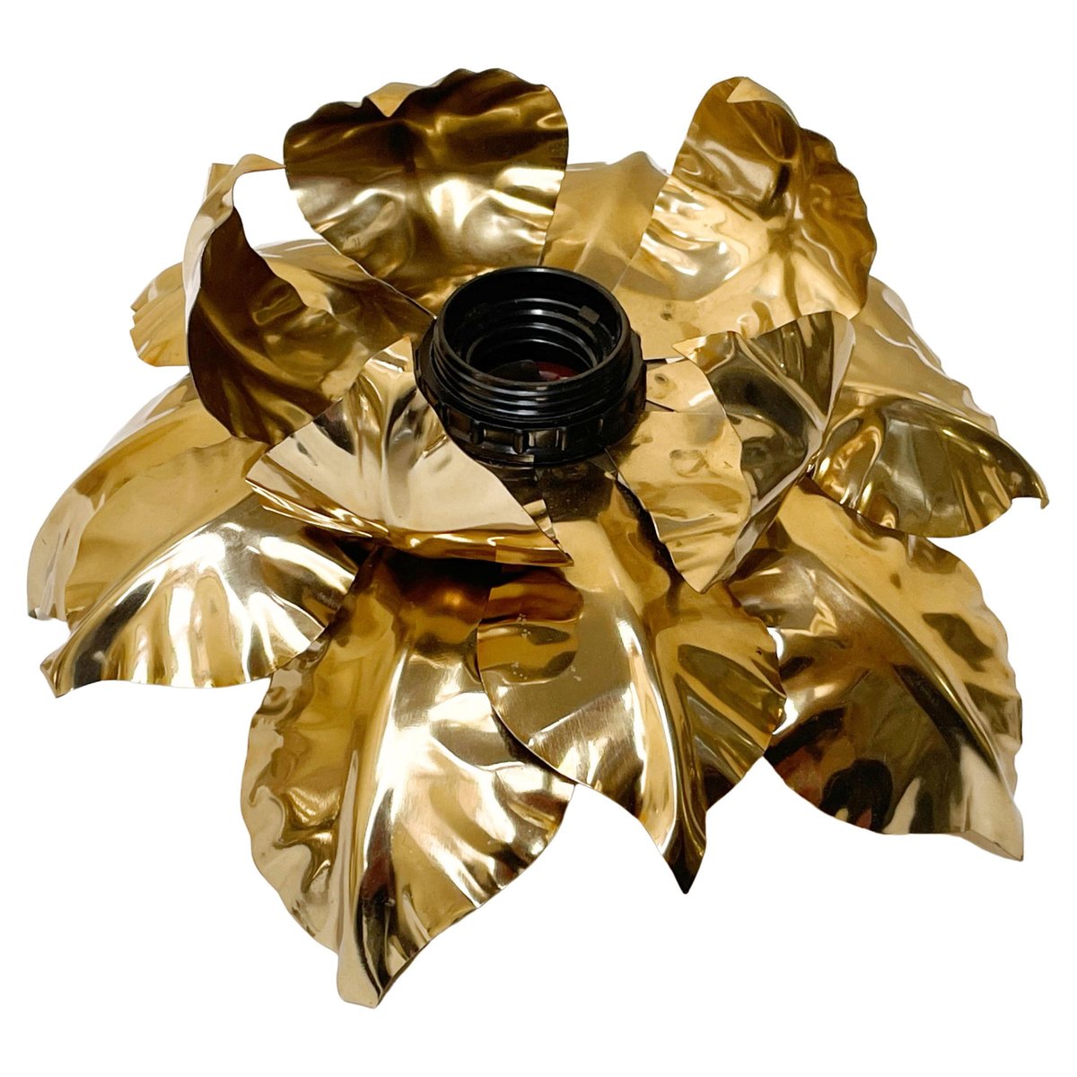 Mid-Century Italian Gilded Iron Flower Sconce from Banci Firenze, 1970s