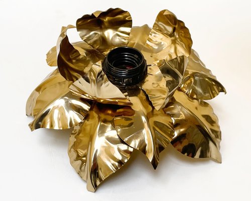 Mid-Century Italian Gilded Iron Flower Sconce from Banci Firenze, 1970s