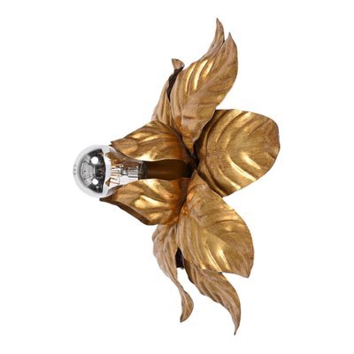 Mid-Century Italian Gilded Iron Flower Sconces, 1970s, Set of 2-JDR-1357682