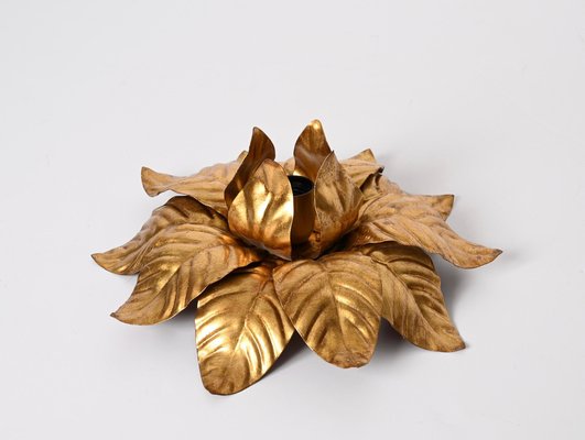 Mid-Century Italian Gilded Iron Flower Sconces, 1970s, Set of 2-JDR-1357682