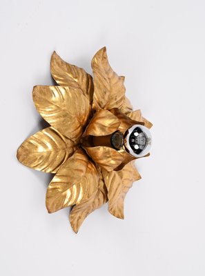 Mid-Century Italian Gilded Iron Flower Sconces, 1970s, Set of 2-JDR-1357682