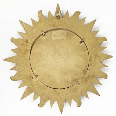 Mid-Century Italian Gilded Plastic Round Sunburst Wall Mirror, 1970s-JDR-1126161