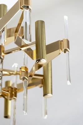 Mid-Century Italian Gilt Brass or Clear Glass Chandelier by Sciolari, 1970-ZVH-1177306