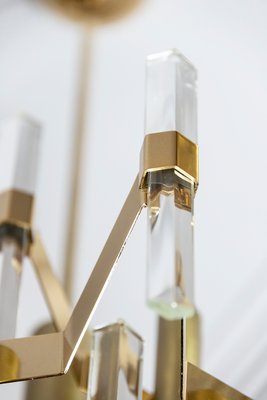 Mid-Century Italian Gilt Brass or Clear Glass Chandelier by Sciolari, 1970-ZVH-1177306