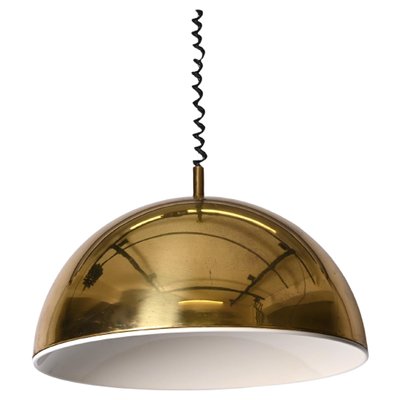 Mid-Century Italian Gilt Metal Pendant Lamp Attributed to Franco Albini, 1970s-JDR-1349501