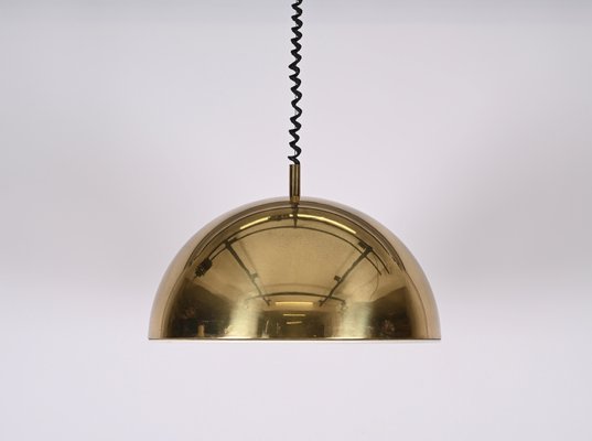 Mid-Century Italian Gilt Metal Pendant Lamp Attributed to Franco Albini, 1970s-JDR-1349501