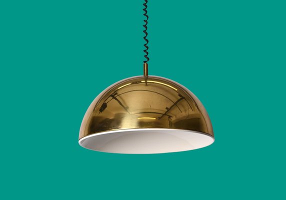 Mid-Century Italian Gilt Metal Pendant Lamp Attributed to Franco Albini, 1970s-JDR-1349501