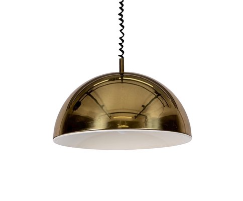 Mid-Century Italian Gilt Metal Pendant Lamp Attributed to Franco Albini, 1970s-JDR-1349501