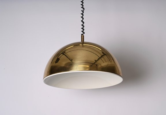 Mid-Century Italian Gilt Metal Pendant Lamp Attributed to Franco Albini, 1970s-JDR-1349501