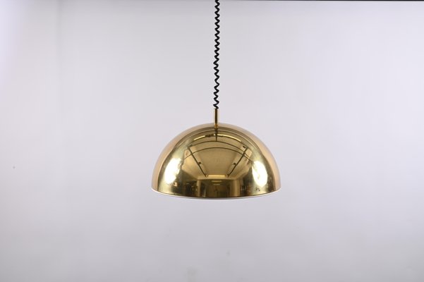 Mid-Century Italian Gilt Metal Pendant Lamp Attributed to Franco Albini, 1970s-JDR-1349501