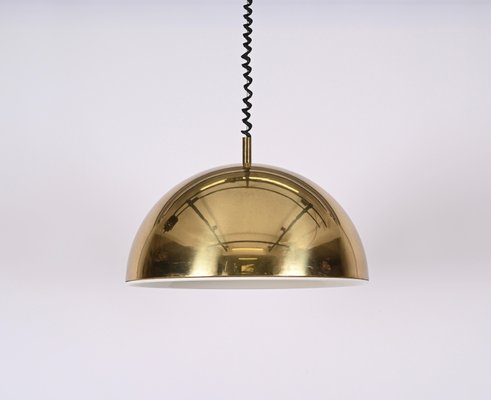 Mid-Century Italian Gilt Metal Pendant Lamp Attributed to Franco Albini, 1970s-JDR-1349501