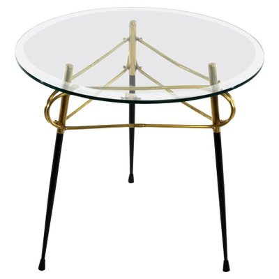 Mid-Century Italian Glass and Brass Coffee Table-FO-949750