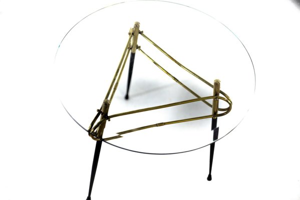 Mid-Century Italian Glass and Brass Coffee Table-FO-949750