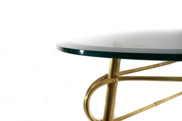 Mid-Century Italian Glass and Brass Coffee Table-FO-949750