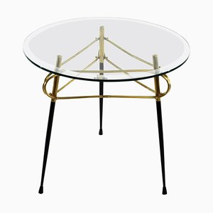 Mid-Century Italian Glass and Brass Coffee Table-FO-949750