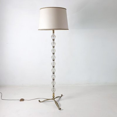 Mid-Century Italian Glass and Brass Floor Lamp-FO-1155242