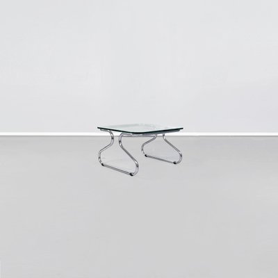 Mid-Century Italian Glass and Steel Coffee Table, 1970s-GDD-1096541