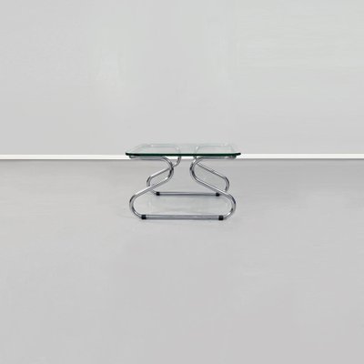 Mid-Century Italian Glass and Steel Coffee Table, 1970s-GDD-1096541