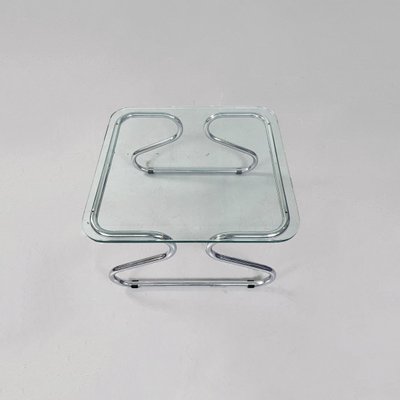 Mid-Century Italian Glass and Steel Coffee Table, 1970s-GDD-1096541