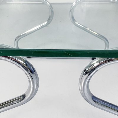 Mid-Century Italian Glass and Steel Coffee Table, 1970s-GDD-1096541