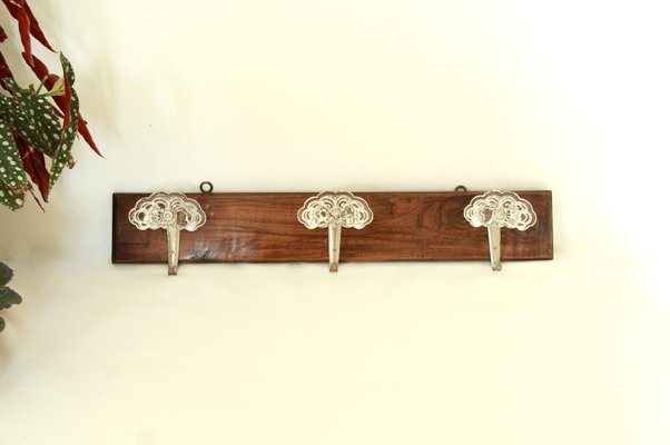 Mid-Century Italian Glass and Wooden Coat Rack, 1940s-HUY-1768721