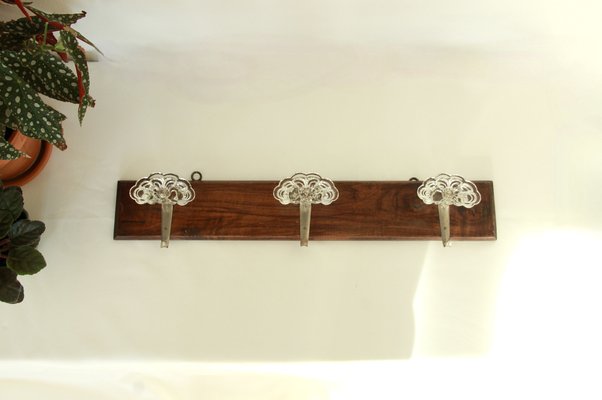 Mid-Century Italian Glass and Wooden Coat Rack, 1940s-HUY-1768721