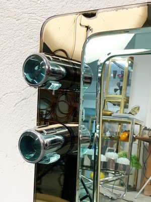 Mid-Century Italian Glass & Chrome Illuminated Wall Mirror from ISA, 1970s-JDR-1126022