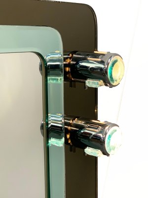 Mid-Century Italian Glass & Chrome Illuminated Wall Mirror from ISA, 1970s-JDR-1126022