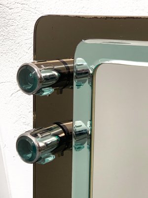 Mid-Century Italian Glass & Chrome Illuminated Wall Mirror from ISA, 1970s-JDR-1126022