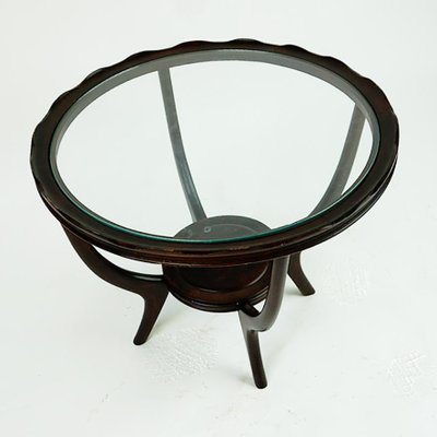 Mid-Century Italian Glass Circular Top Coffee Table attributed to Carlo Di Carli, 1950s-MH-1446771