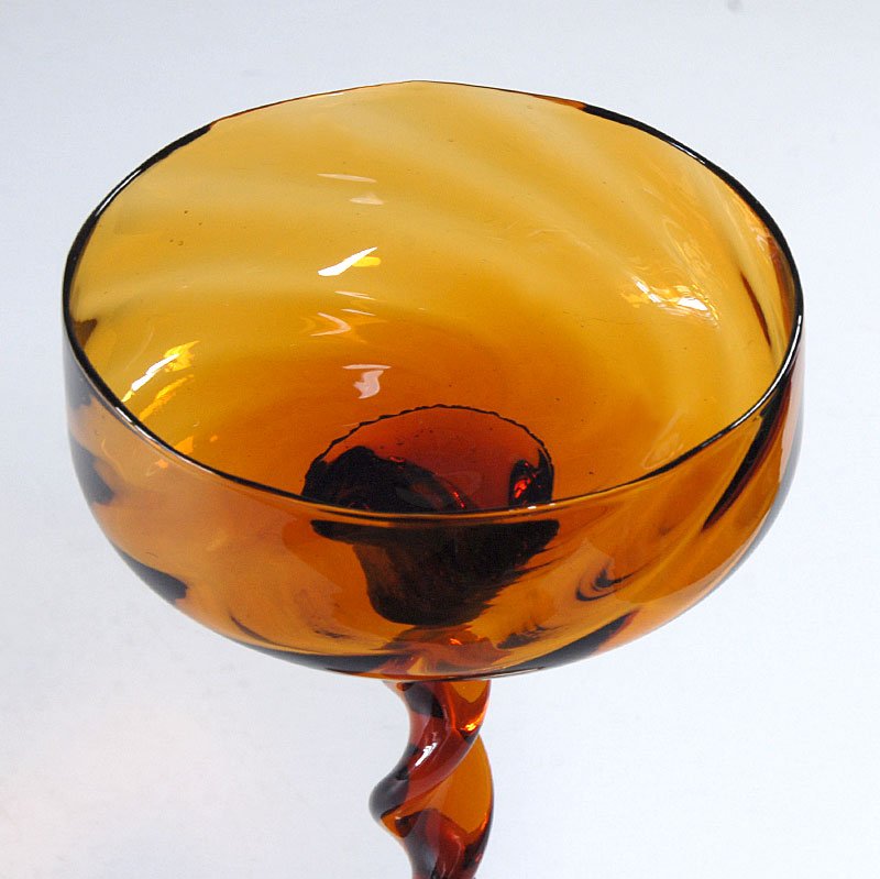 Mid-Century Italian Glass Footed Dish from Empoli, 1960s