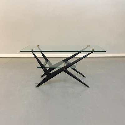 Mid-Century Italian Glass, Iron and Brass Coffee Table by Angelo Ostuni, 1950s-GDD-1096634