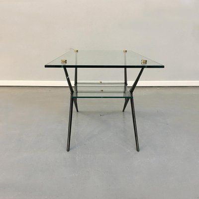 Mid-Century Italian Glass, Iron and Brass Coffee Table by Angelo Ostuni, 1950s-GDD-1096634