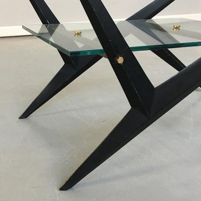 Mid-Century Italian Glass, Iron and Brass Coffee Table by Angelo Ostuni, 1950s-GDD-1096634