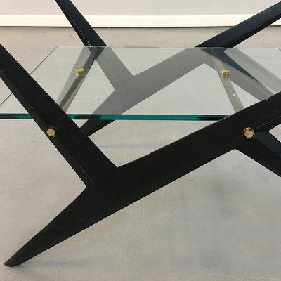 Mid-Century Italian Glass, Iron and Brass Coffee Table by Angelo Ostuni, 1950s-GDD-1096634