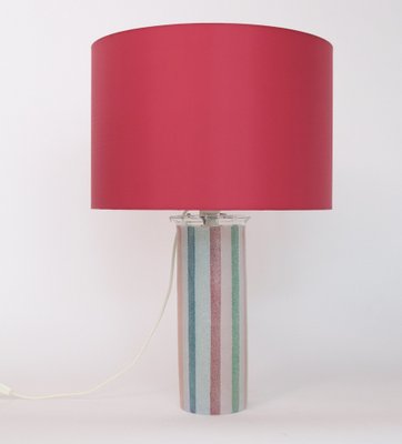 Mid-Century Italian Glass Lamp with Custom Lampshade by Ghisetti Murano, 1980s-VNE-1162067