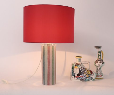 Mid-Century Italian Glass Lamp with Custom Lampshade by Ghisetti Murano, 1980s-VNE-1162067